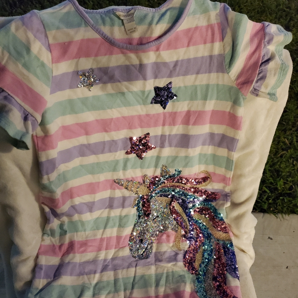 Monsoon Striped Sweater dress,Embellished Unicorn